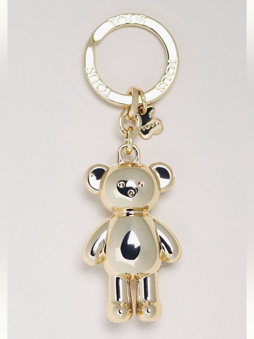 Anthropologie x TOUS Gold Teddy Bear Keychain Bag Charm Y2K Cute NEW HTF NWT - Picture 2 of 2
